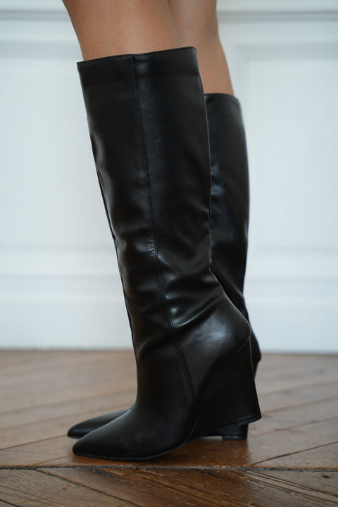 Enora noires - Bottes en similicuir