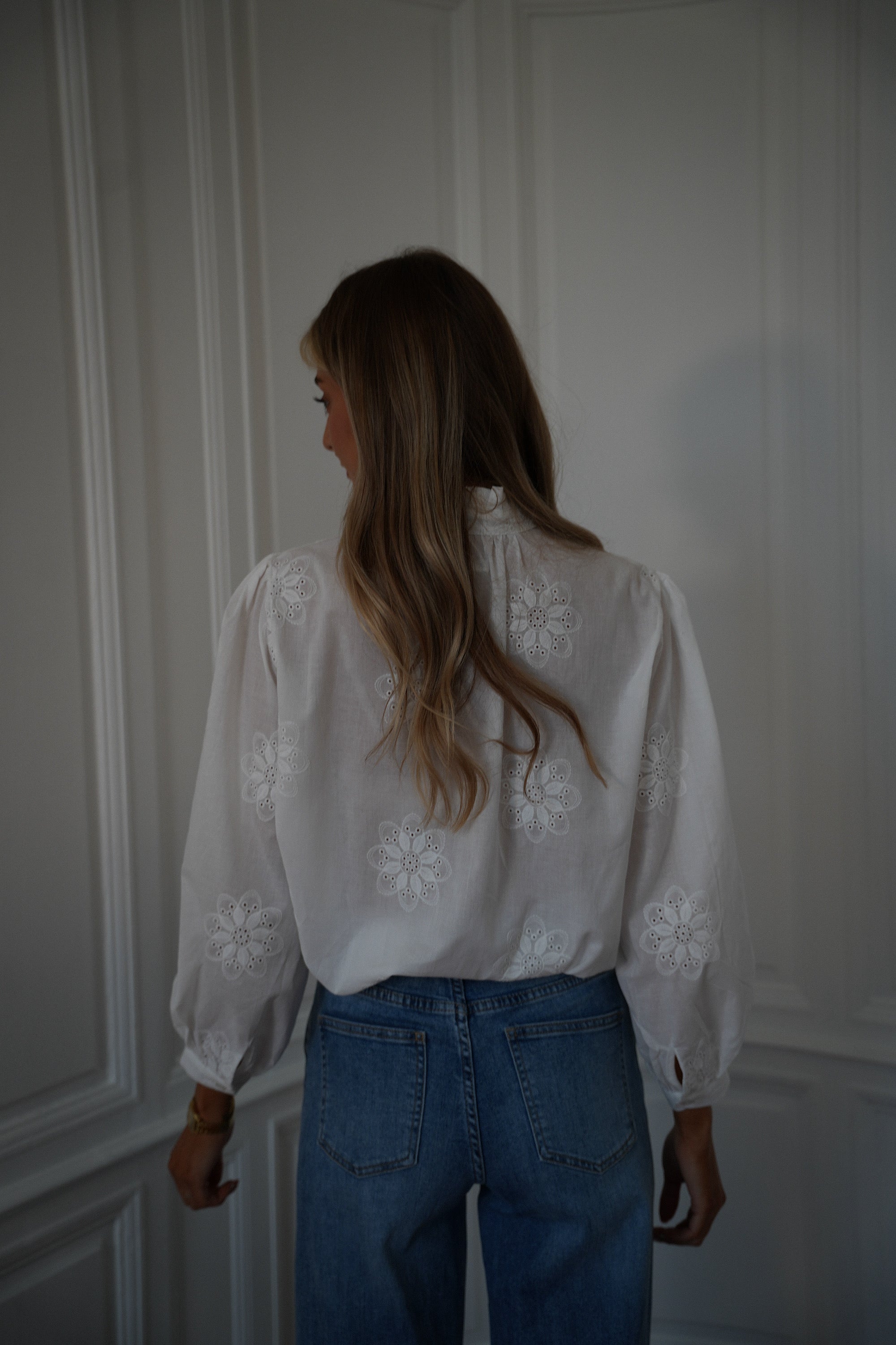 Safia blanche - Blouse brodée