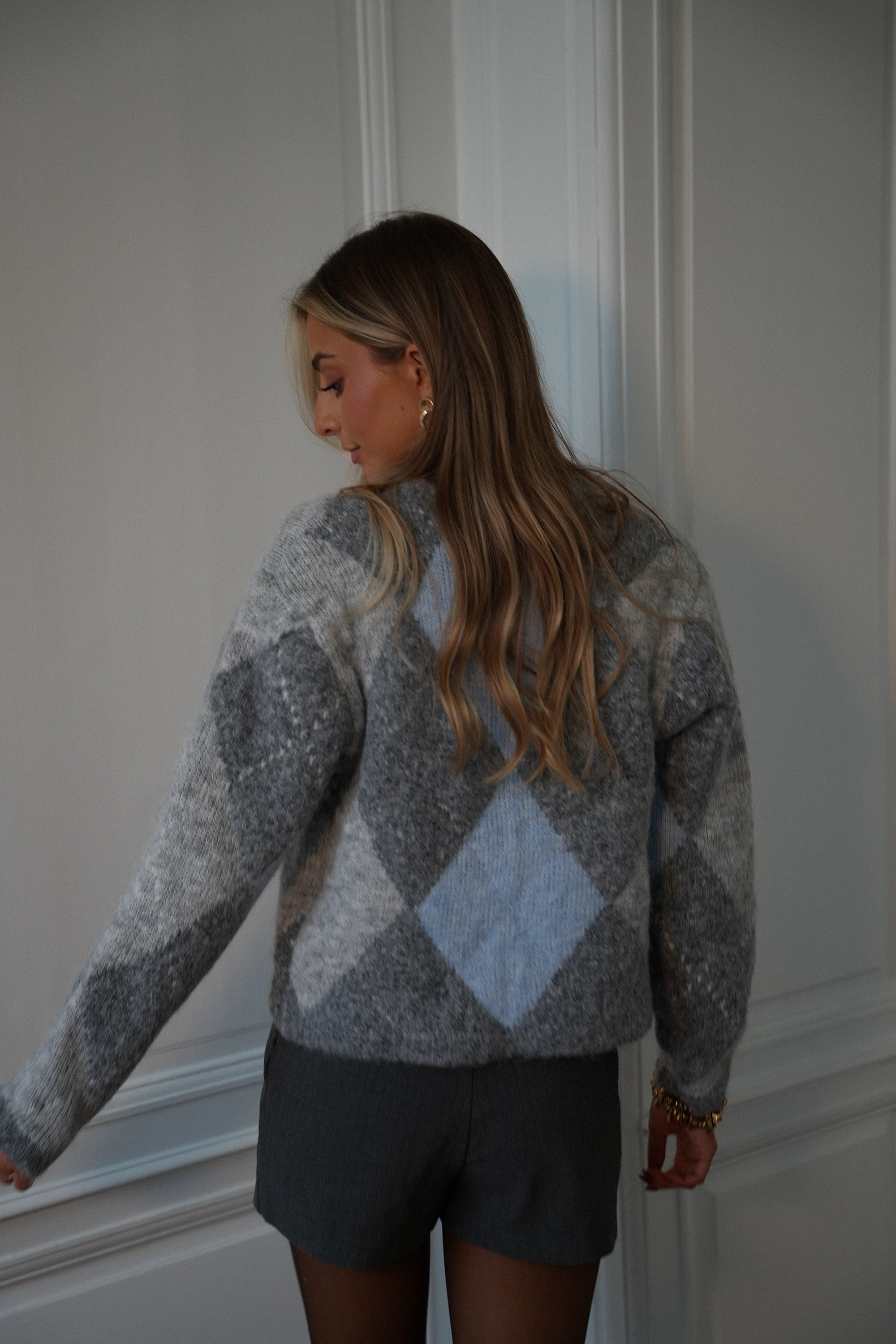 Elma gris clair - Gilet losanges