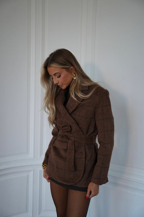 Olivia marron - Veste blazer en laine