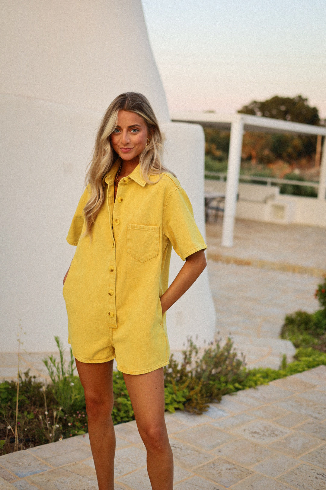 Tracie jaune - Combishort jean