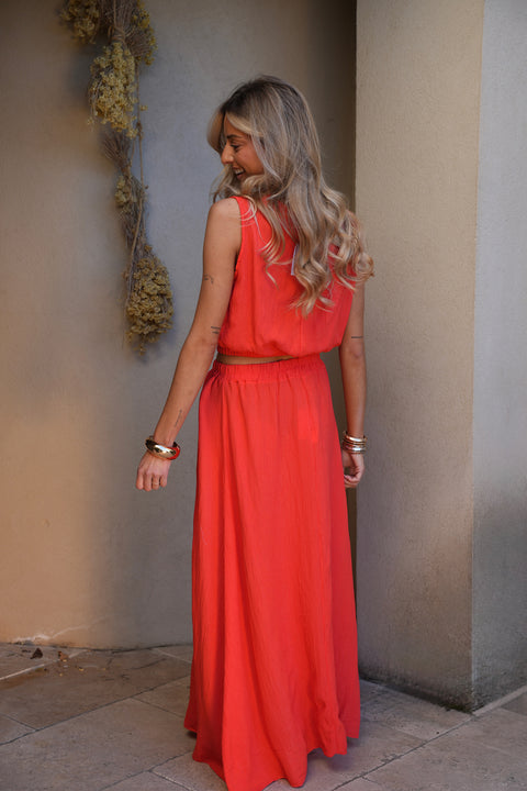 Elize corail - Ensemble jupe/top