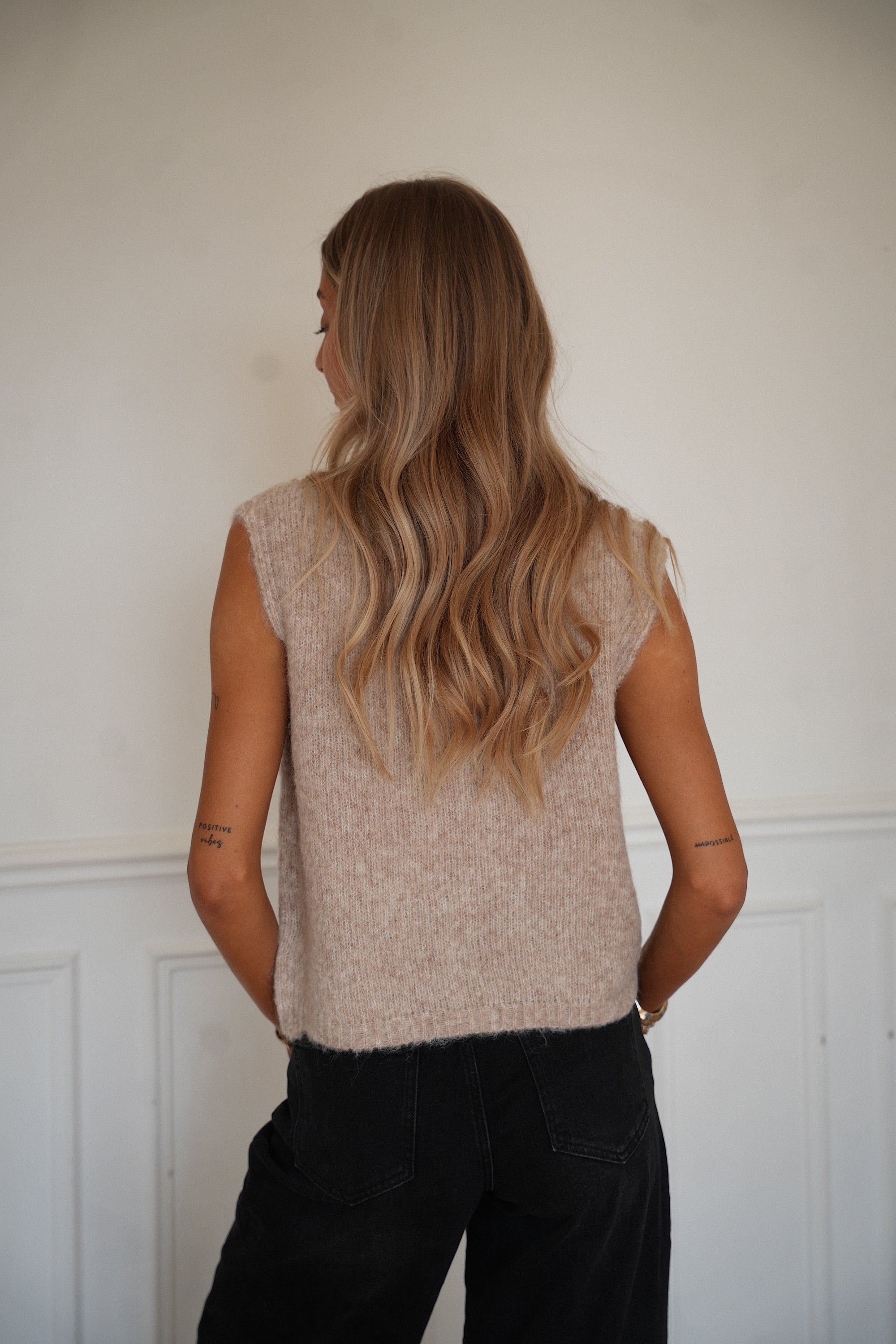 Camille beige - Gilet sans manches