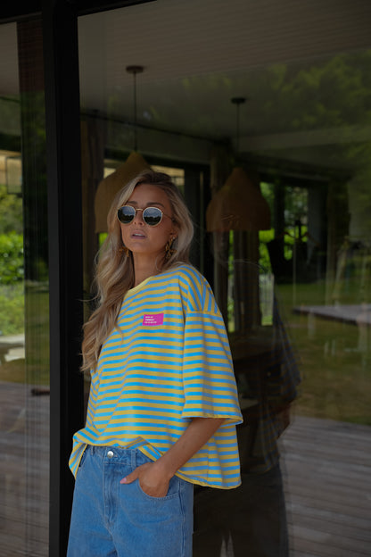 Tony bleu/jaune - T-shirt rayé