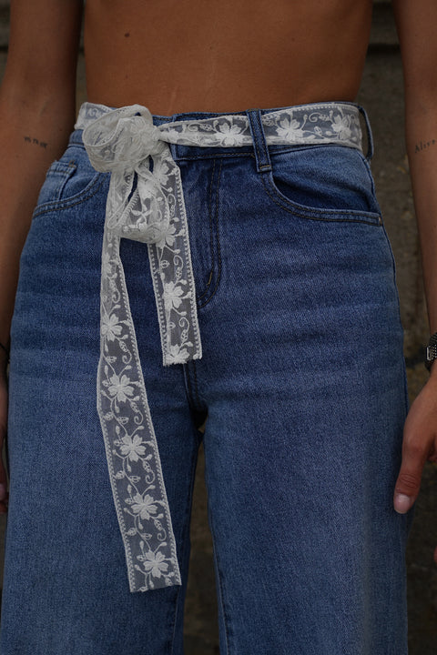Dounia blanc - Ceinture foulard