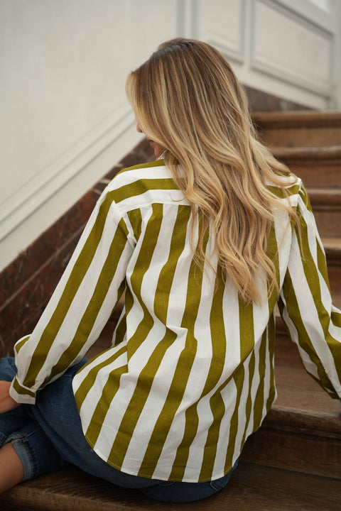 Manelle olive - Blouse rayée