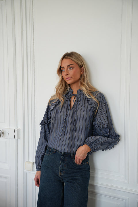 Loannie marine - Blouse rayée