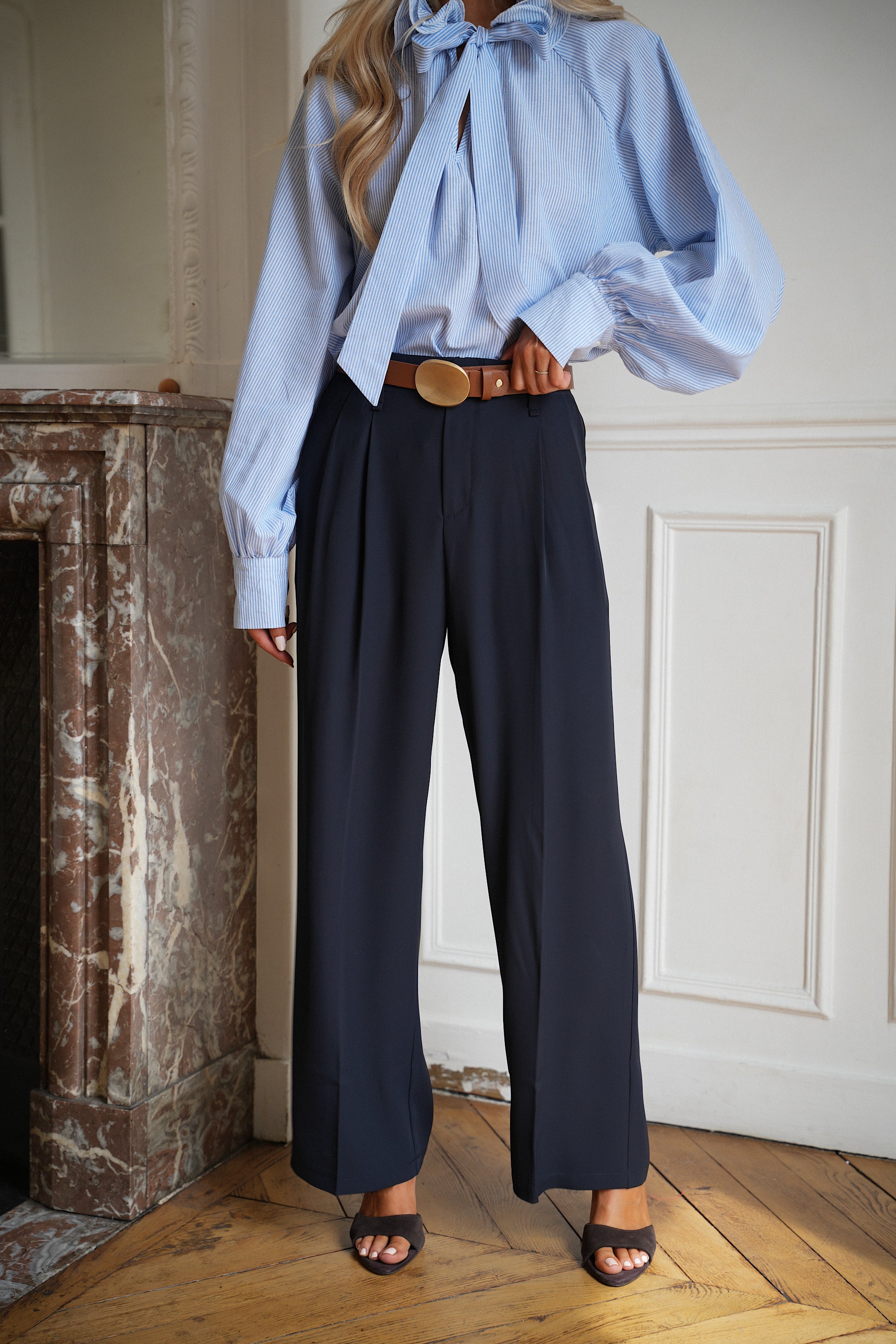 Salomé marine - Pantalon fluide