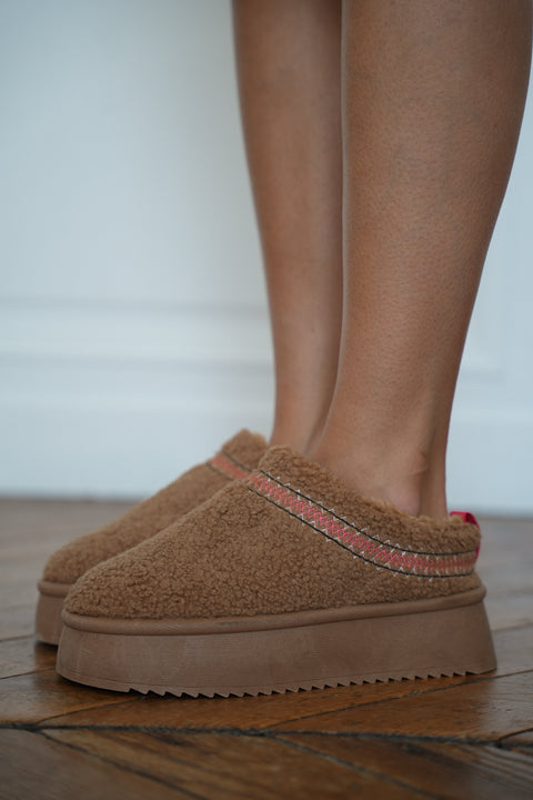 Taz camel - Mules bouclette