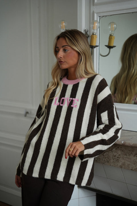 Milo chocolat - Pull rayé