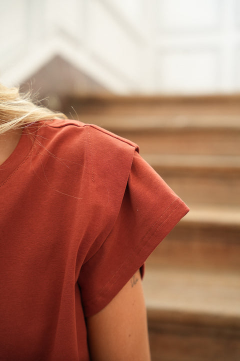 Lizo terracotta - T-shirt col rond