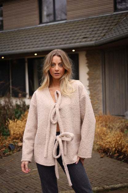 Solange beige - Veste à noeuds