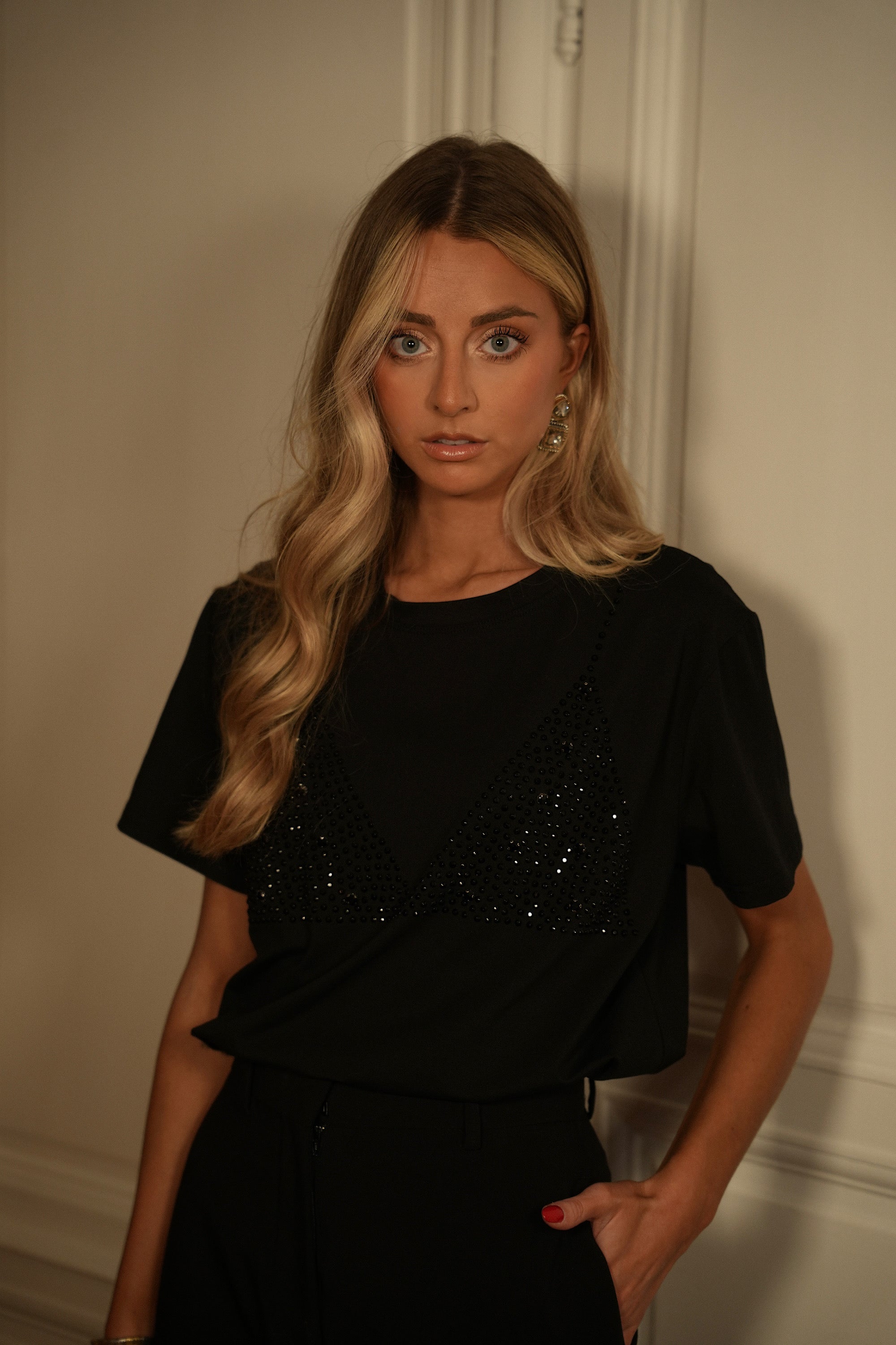 Alison noir - T-shirt strass