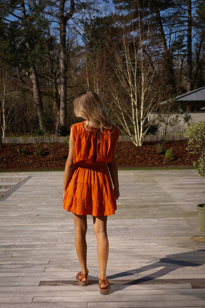 Pamela orange - Robe ceinturée