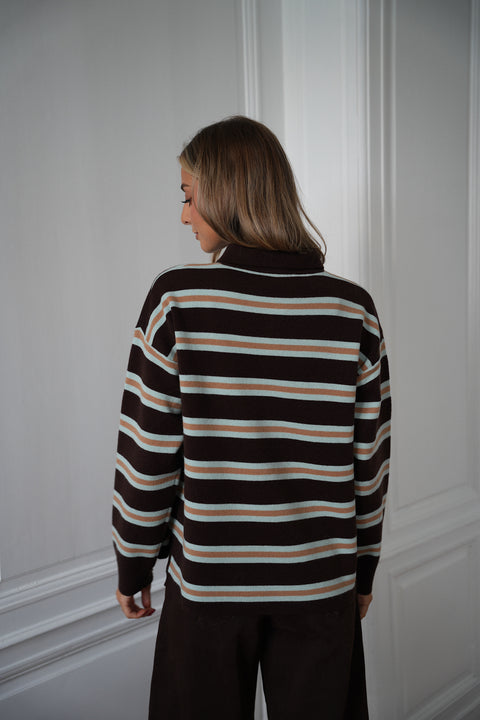 Candice chocolat - Pull rayé