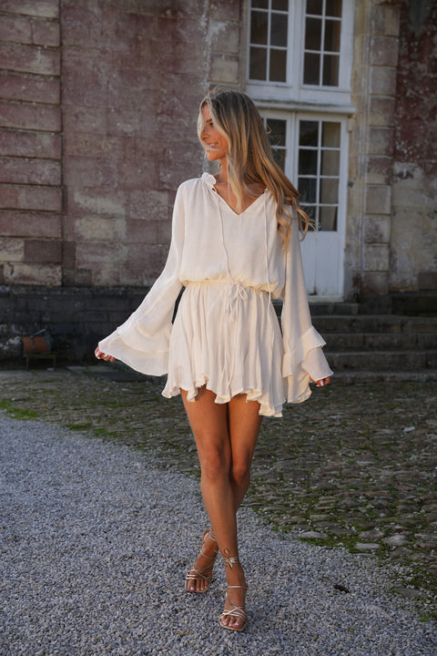 Vanina crème - Robe ceinturée