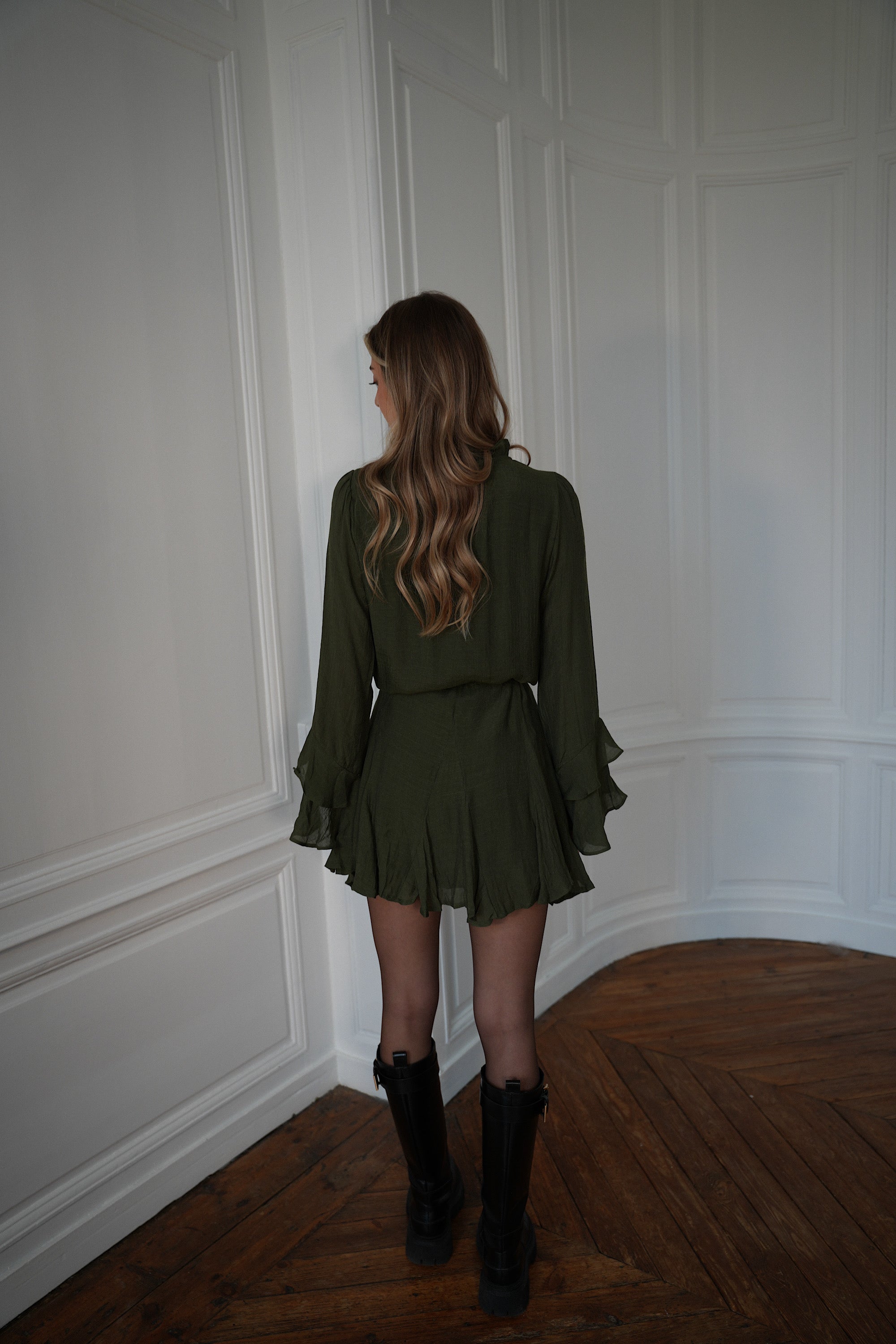 Edda kaki - Robe volantée