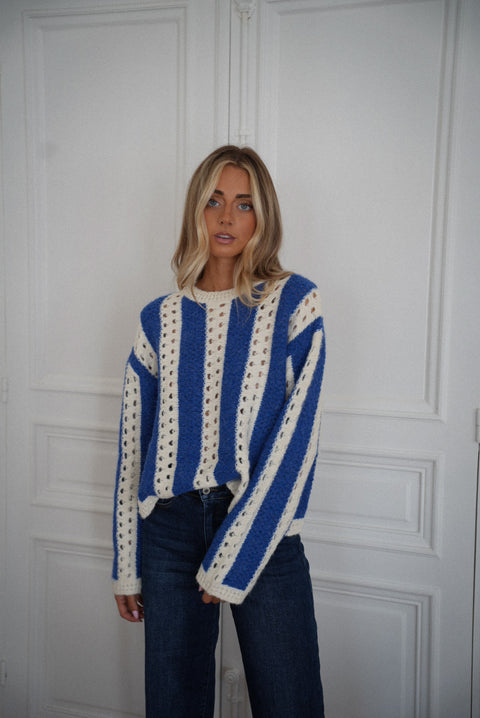 Junio bleu - Pull rayé