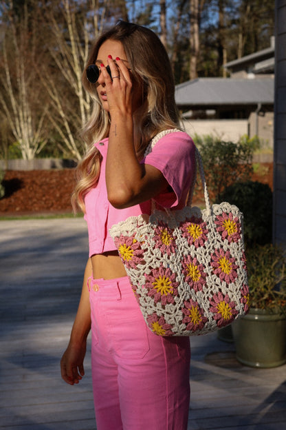 Daisy rose - Sac paille