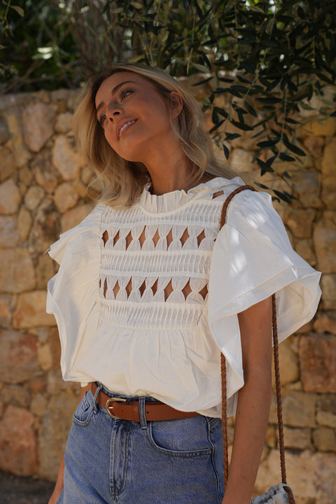 Molli blanche - Blouse ajourée