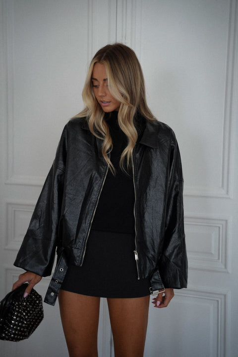 Simone noire - Veste en cuir