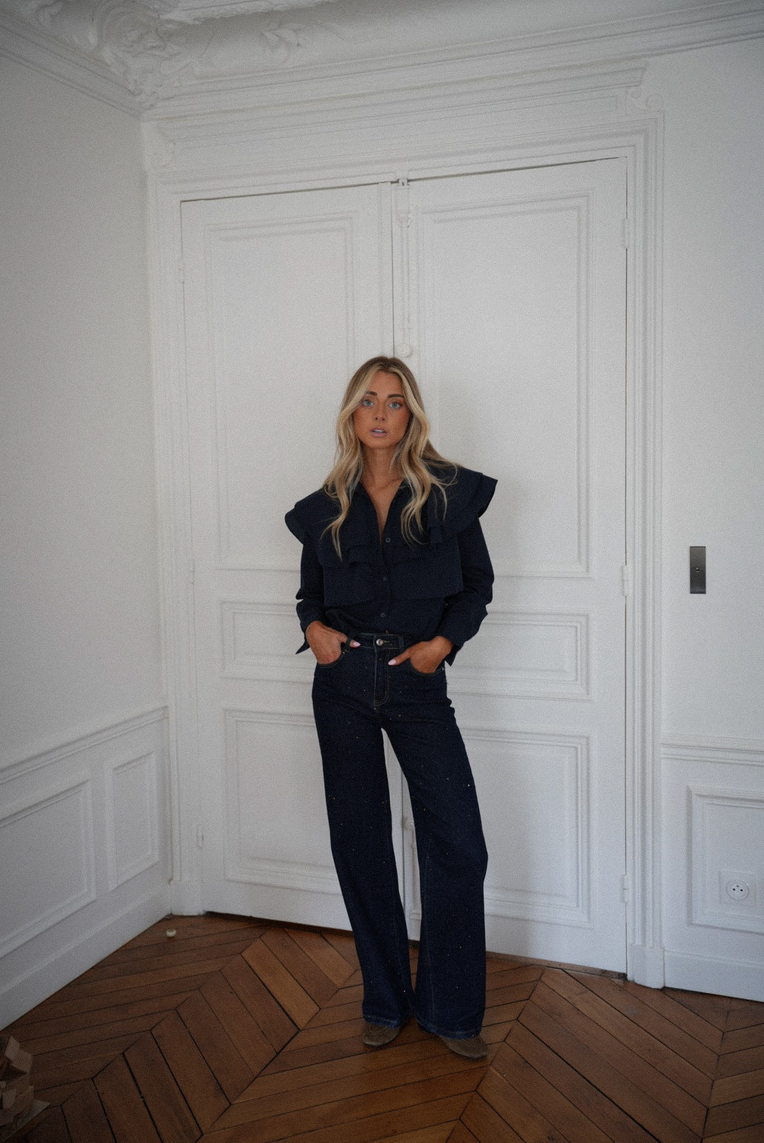 Violaine Marine - Chemise volantée