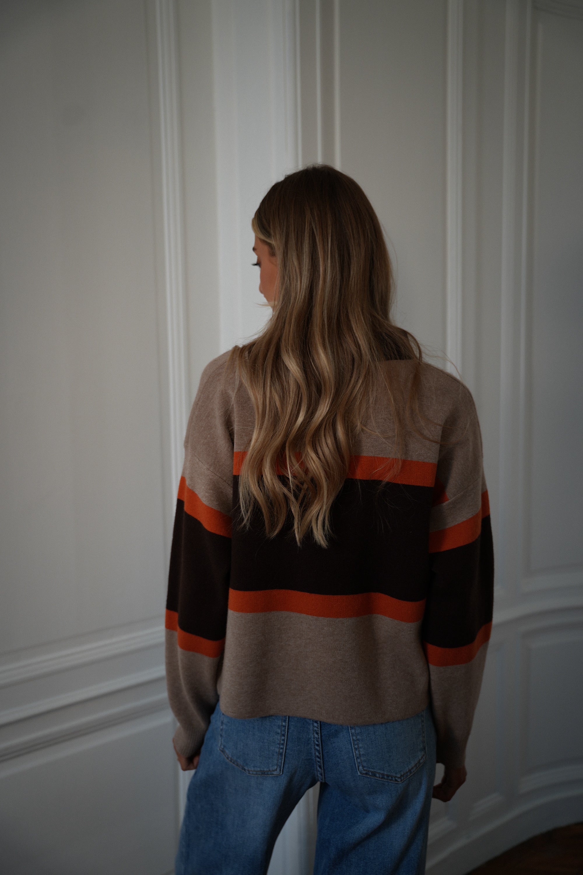 Jany beige - Pull col polo