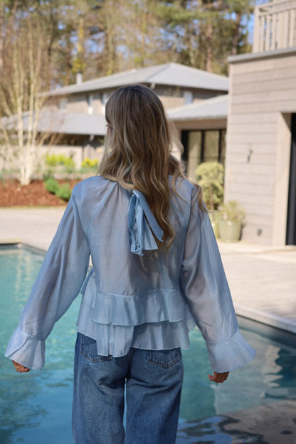 Donna bleue - Blouse volantée