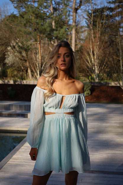 Mina bleue - Robe bardot