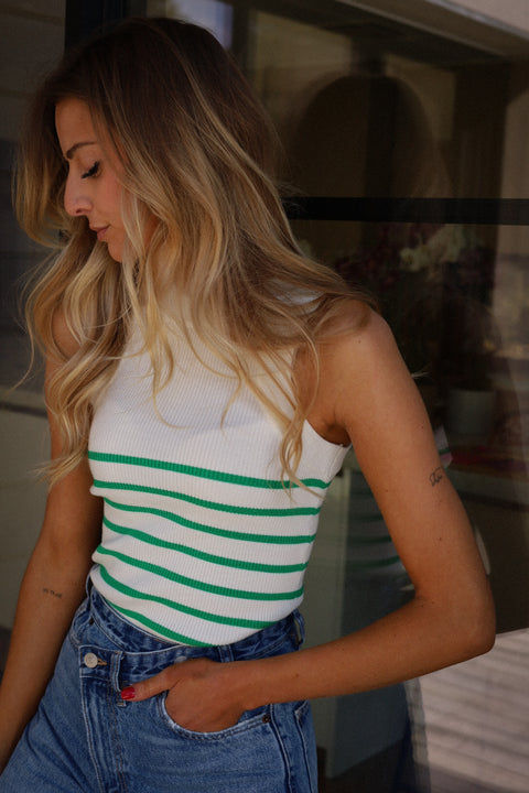 Rob vert - Top rayé