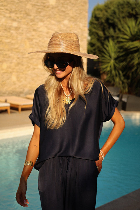 Lorio marine - T-shirt satiné