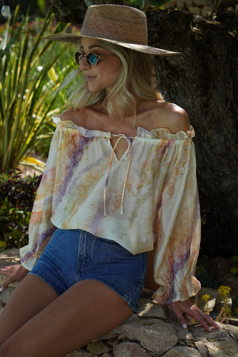 Angella pastel - Blouse col bardot