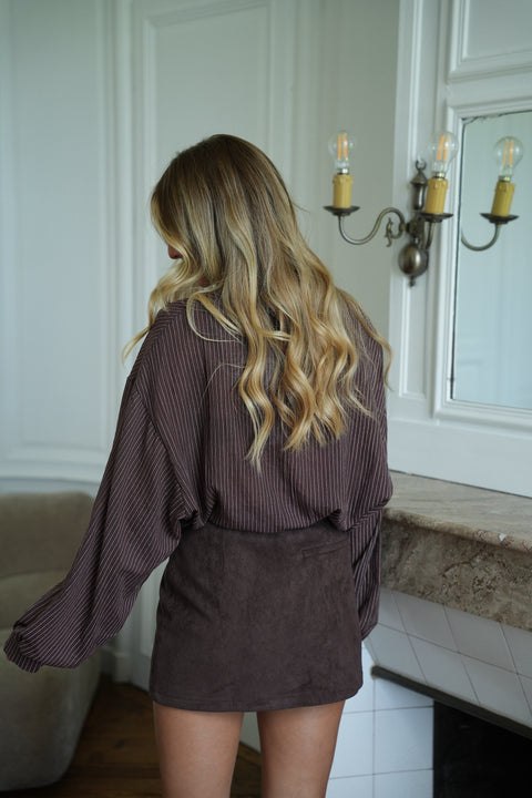 Sellia chocolat - Chemise rayée