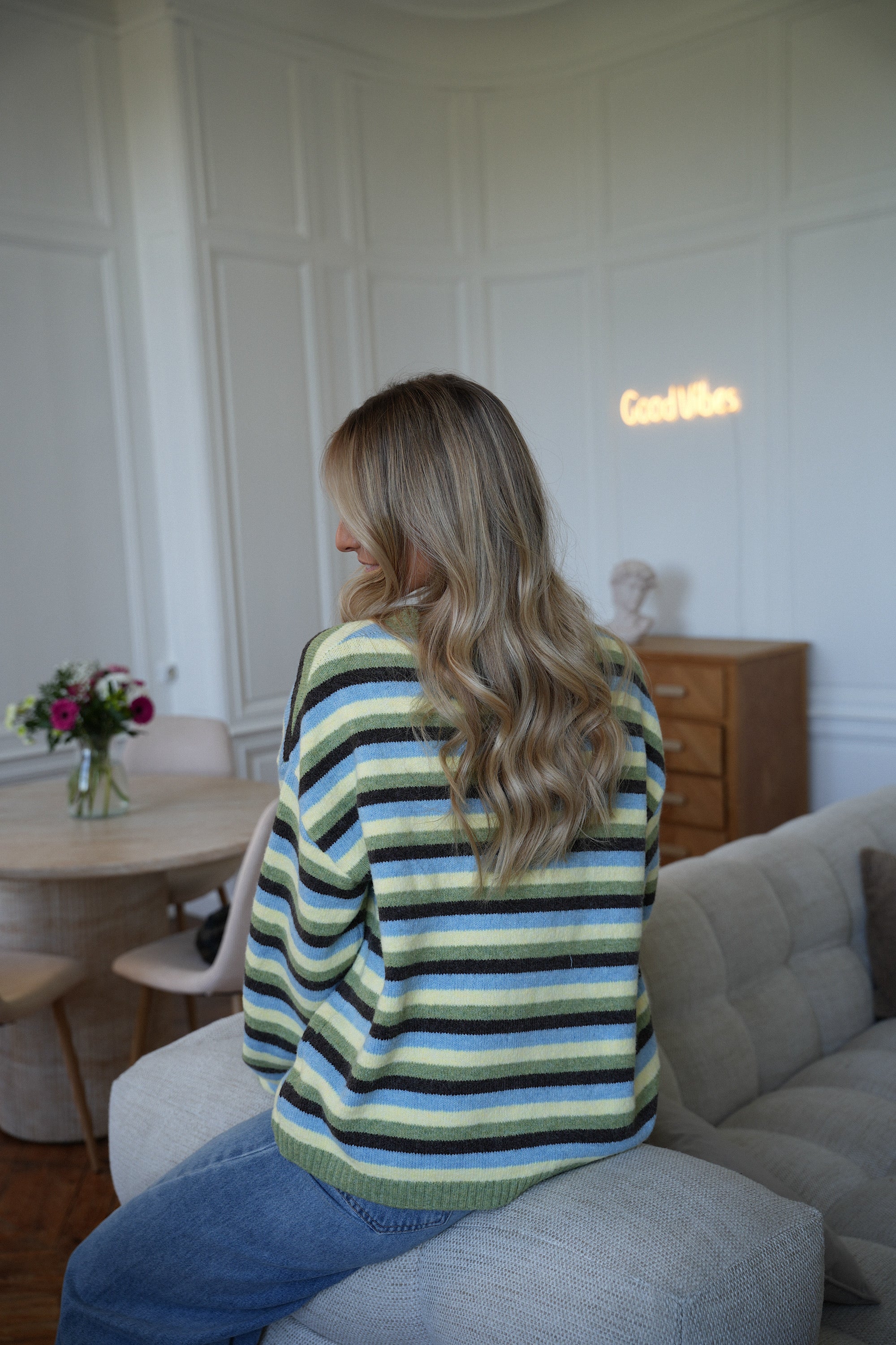 Victor vert - Gilet rayé