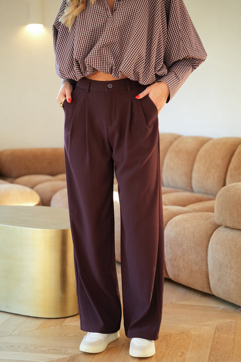 Alfa prune - Pantalon droit