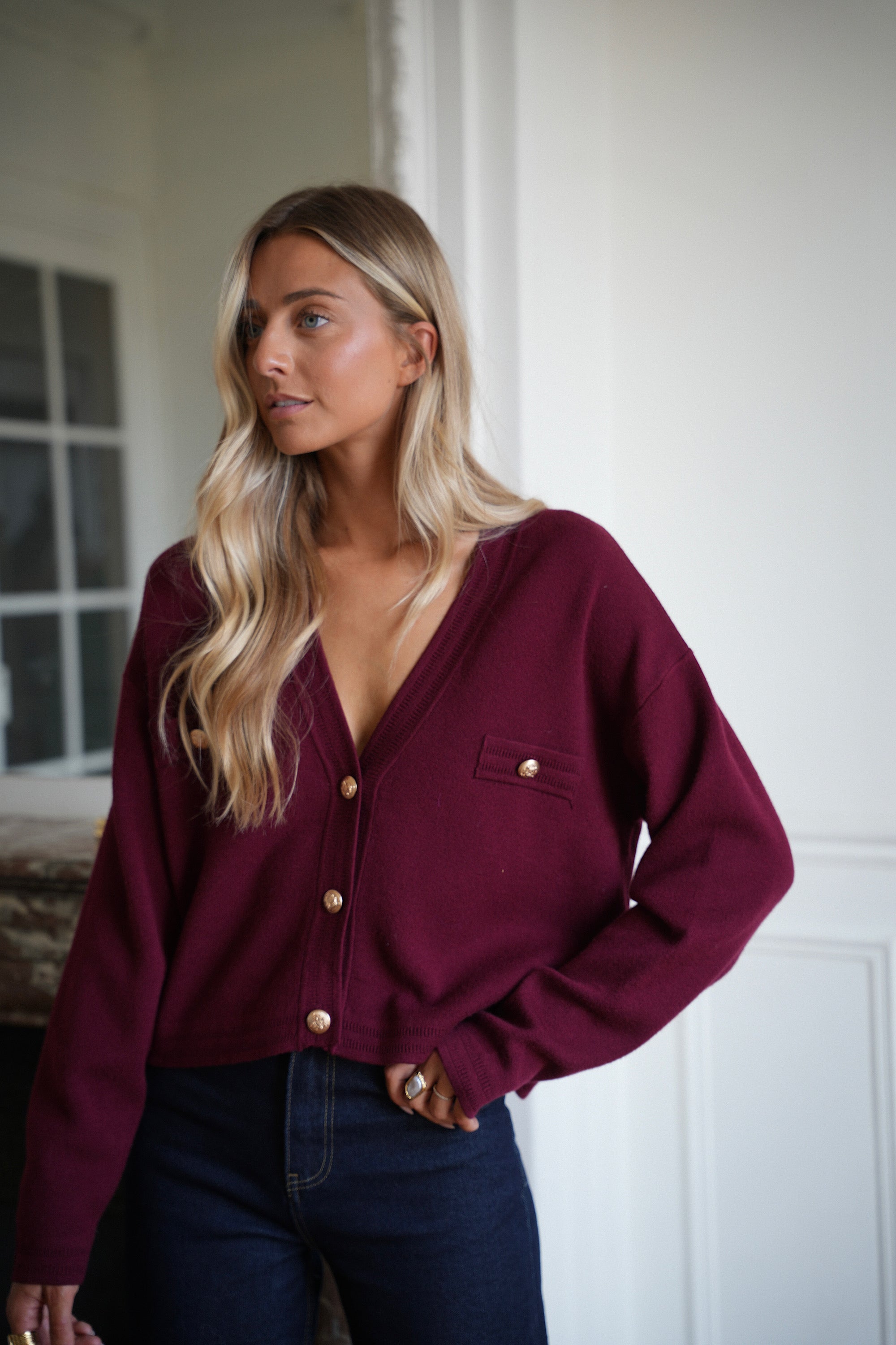 Naoma bordeaux - Gilet boutonné