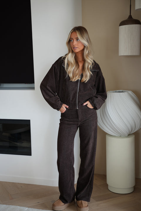 Naolan chocolat - Pantalon droit