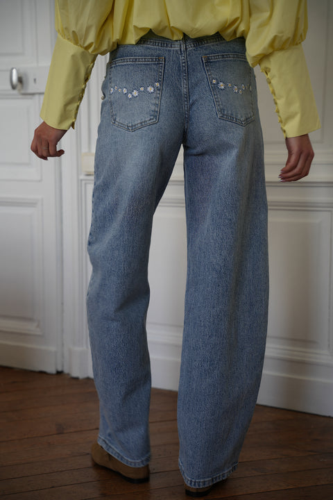 Rosie bleu - Jean brodé