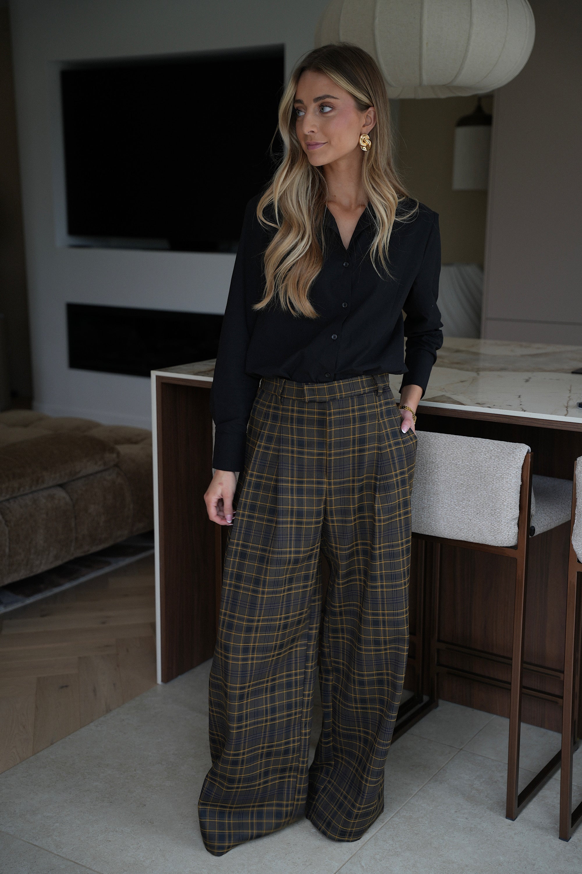 Lola jaune - Pantalon à carreaux