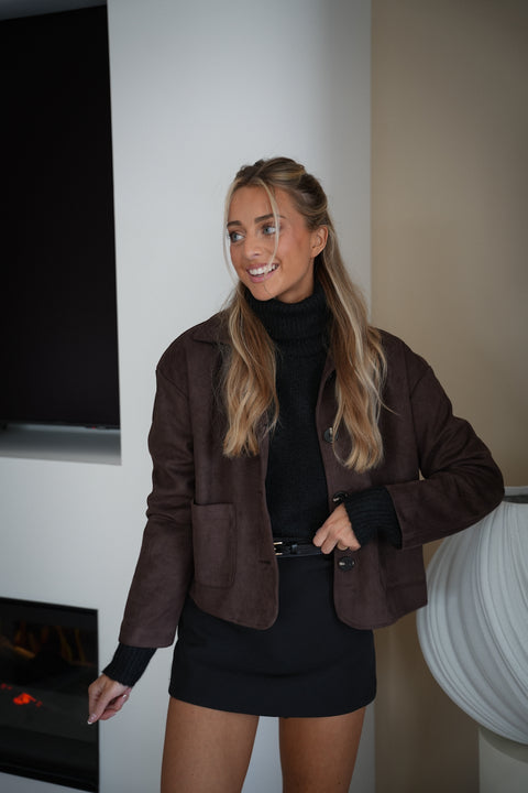 Alma chocolat - Veste suédée