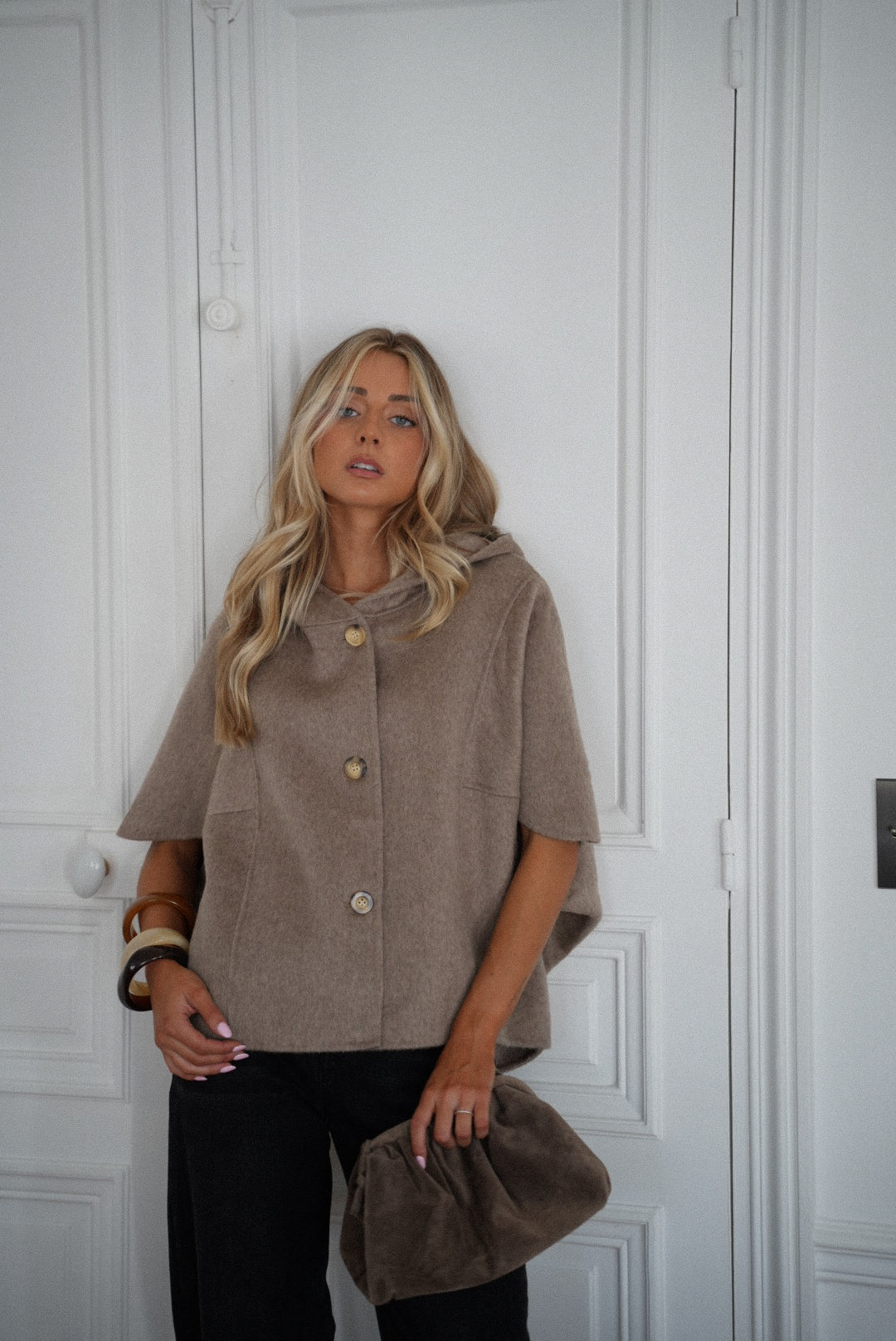 Dounia taupe - Manteau cape premium