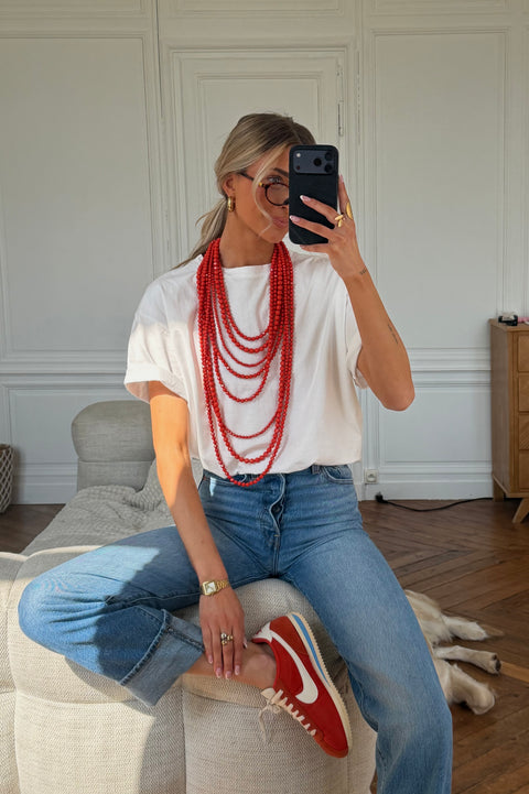 Milly rouge - Collier en perles