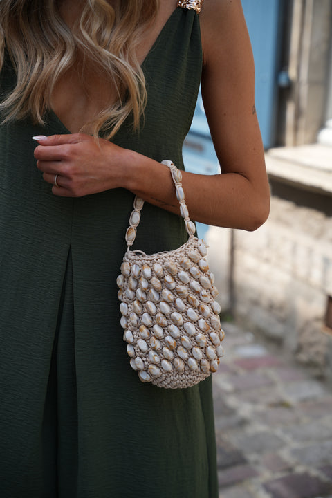 Suzana beige - Sac perlé