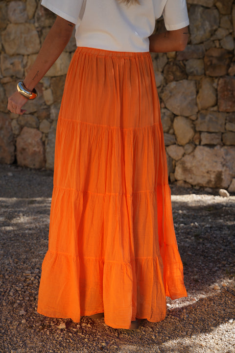Chloé orange - Jupe longue