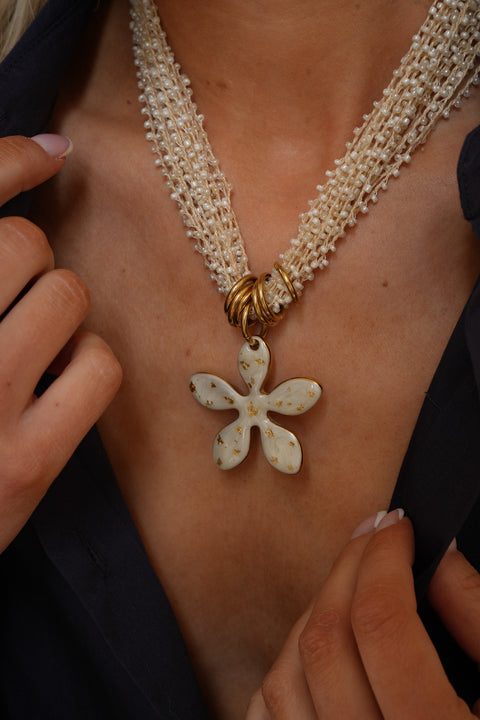 Mat beige - Collier fleur