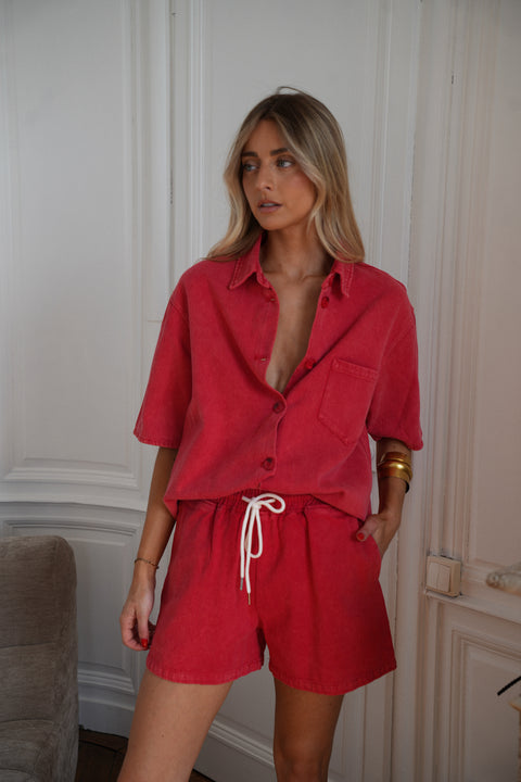 Ezra rouge - Short en jean