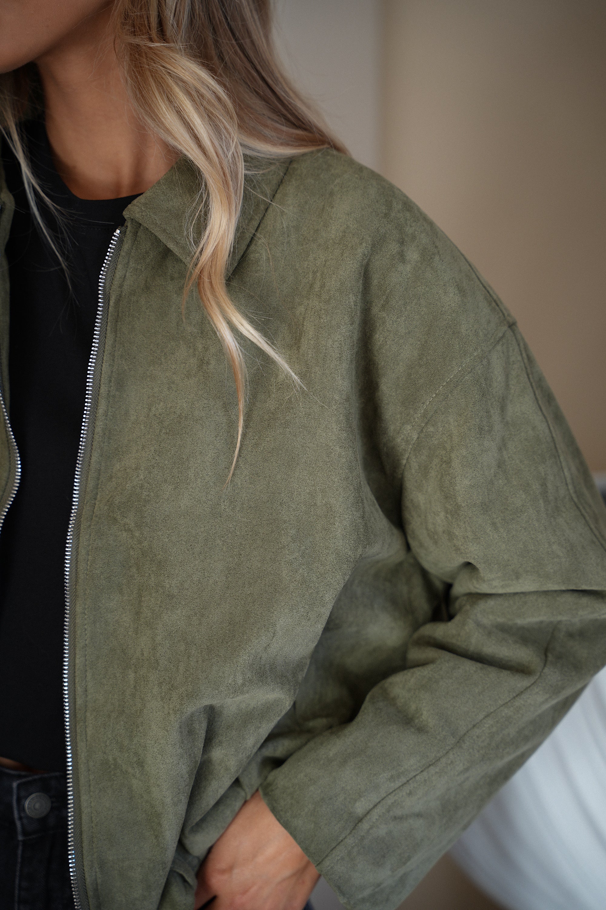 Esteban kaki - Veste suédée