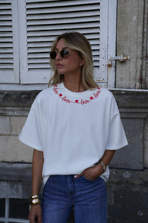 Lizo blanc - T-shirt brodé