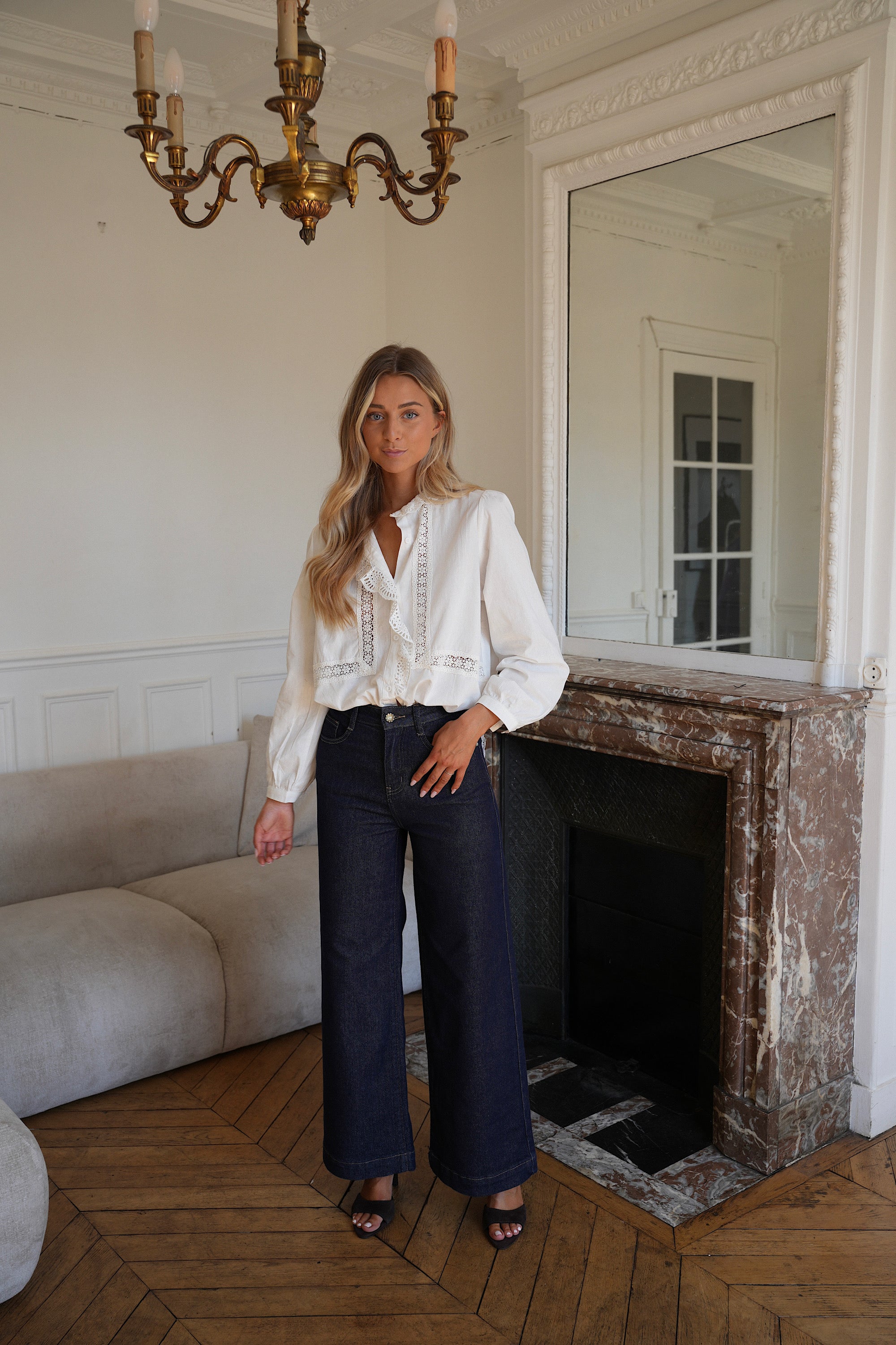 Polly blanche - Blouse brodée