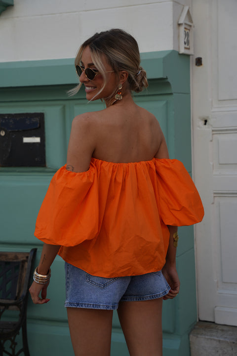 Nao orange - Blouse col bardot